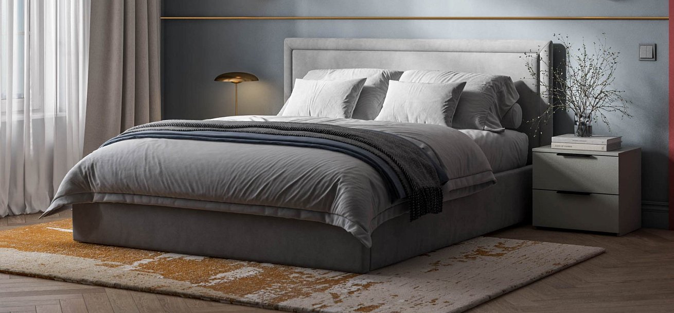 Фрея Кровать без ПМ 160*200 велюр Монолит сталь