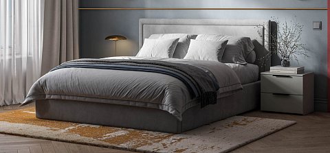 Фрея Кровать без ПМ 160*200 велюр Монолит сталь 2