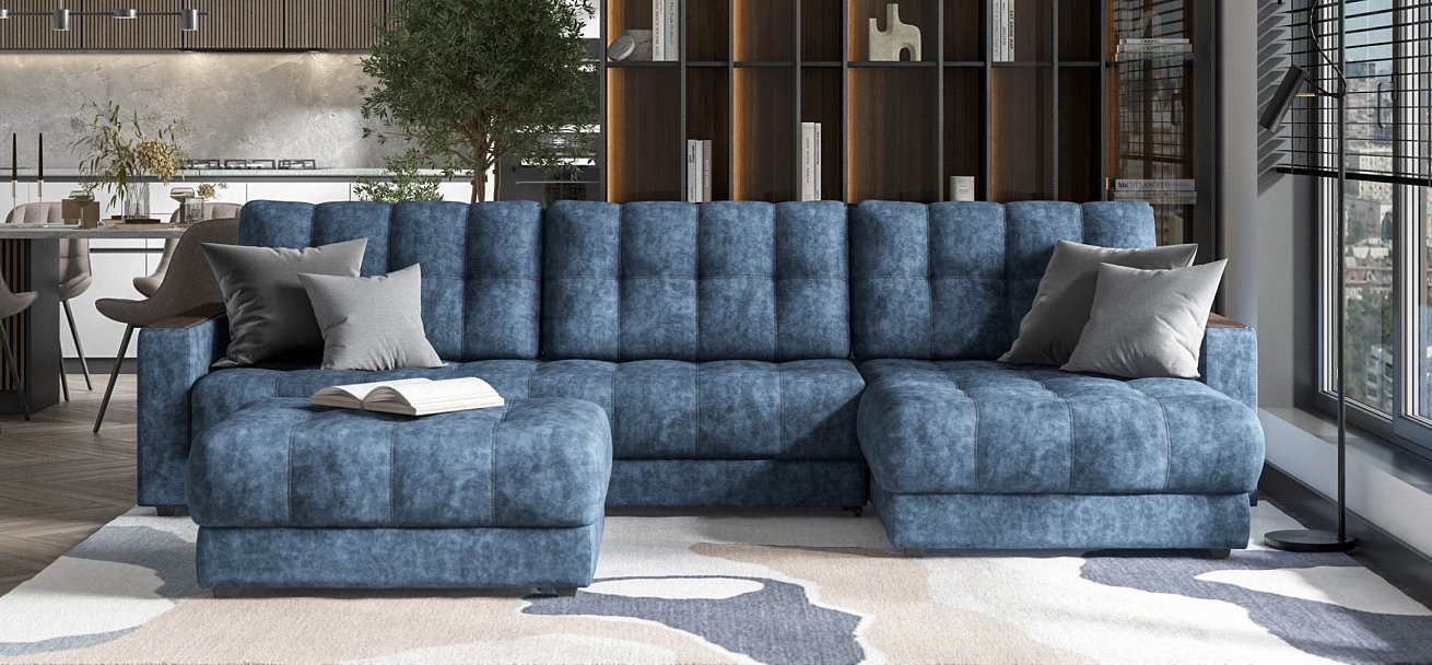 Угловой диван Босс Макс велюр Роял синий