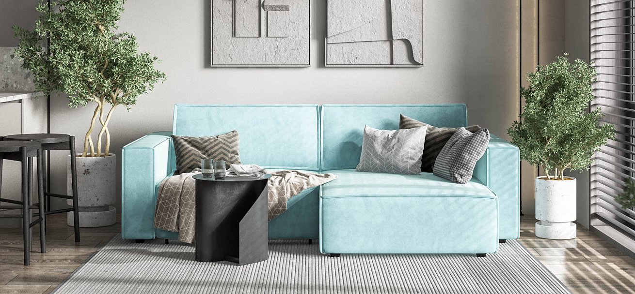 Угловой диван Босс Софт Модуль велюр Монолит аква