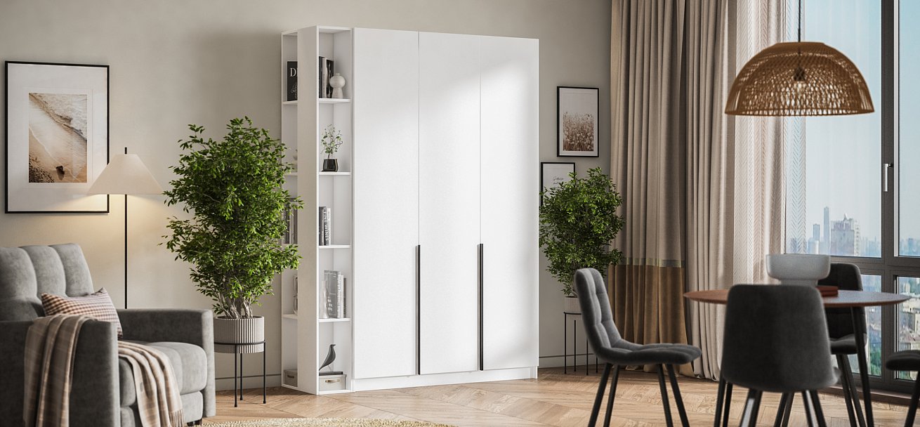 Босс Стандарт 135*220 шкаф распашной 3Д 01 Белый