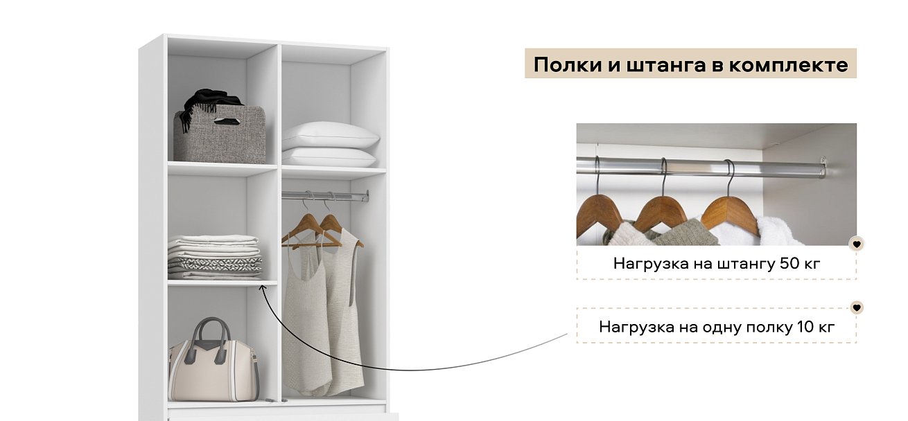 Идея 90 шкаф распашной 2Д+ящики Белый