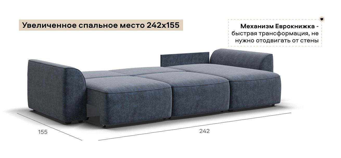 Угловой диван Кинг велюр Роял синий