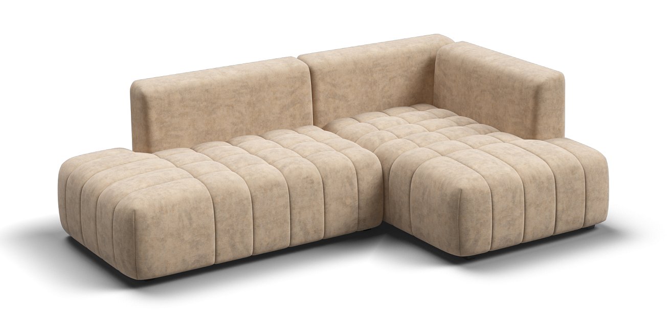 Угловой диван правый Босс Твин велюр Роял шампань