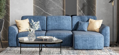 Угловой диван Кинг велюр Роял синий 2