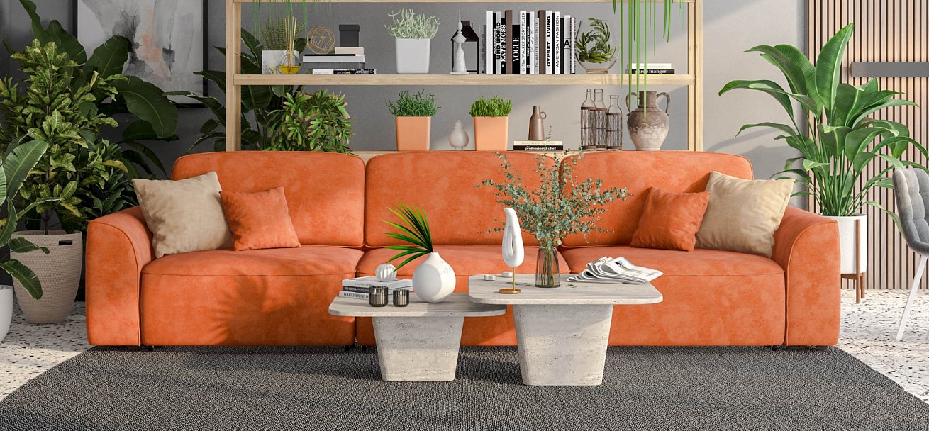 Диван Кинг Макс велюр Алькантара оранж