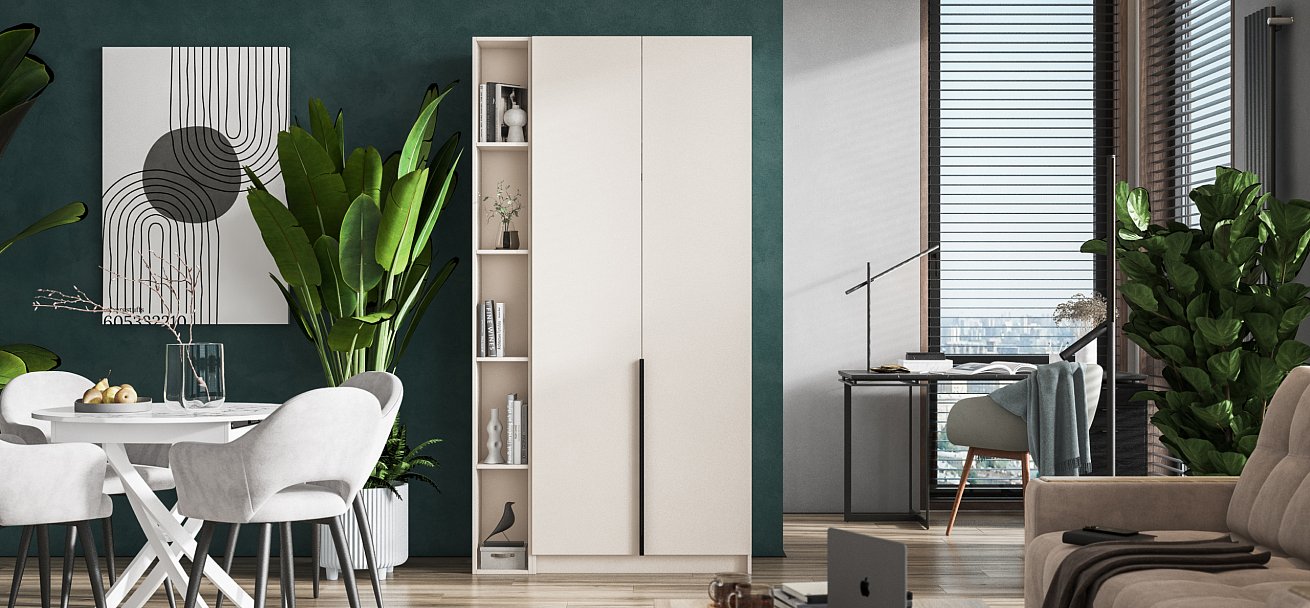 Рим 90 шкаф распашной 2Д+ящики 01 Кашемир