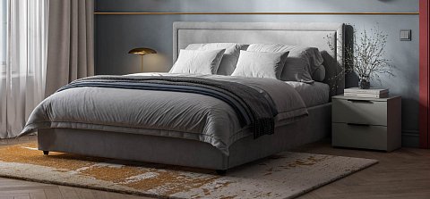 Фрея Кровать+ПМ 160*200 велюр Монолит сталь 2