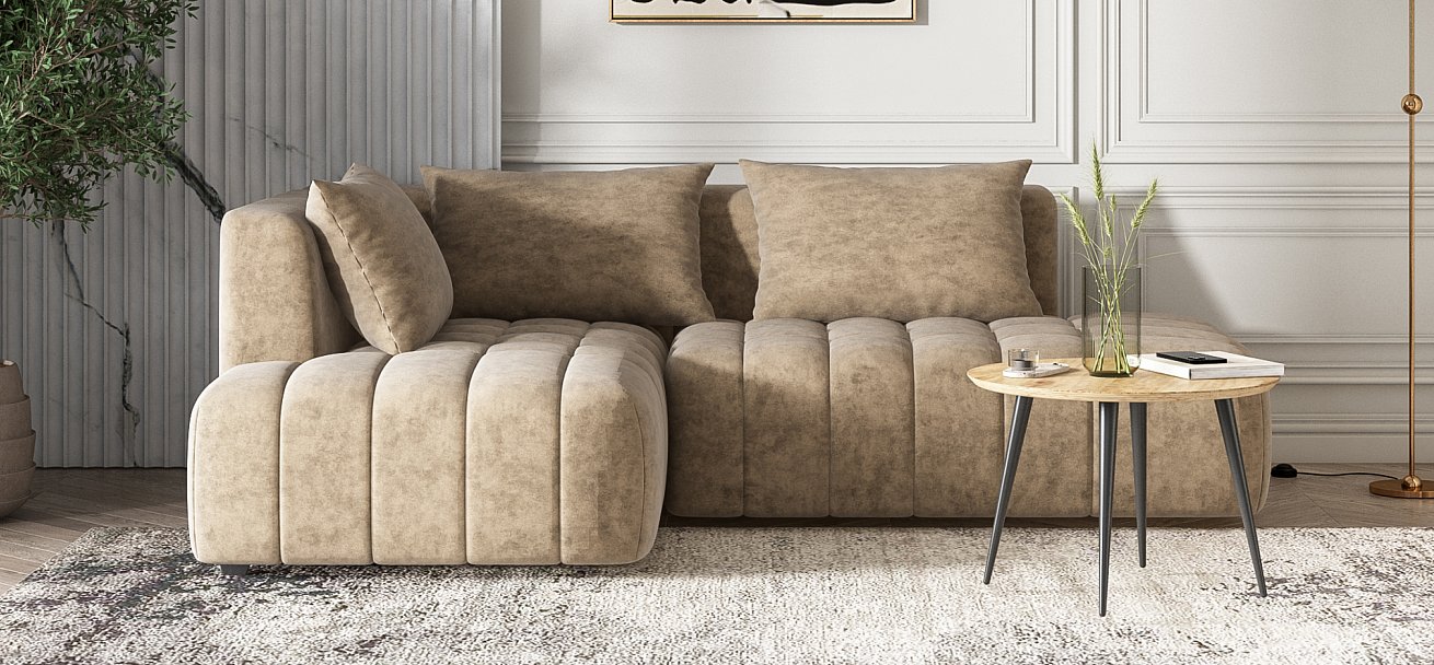 Угловой диван левый Босс Твин велюр Роял тауп