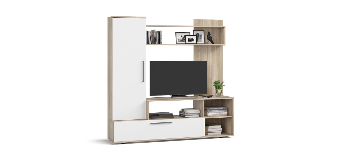 Стенка Симпл 150 Сонома, Белый снег