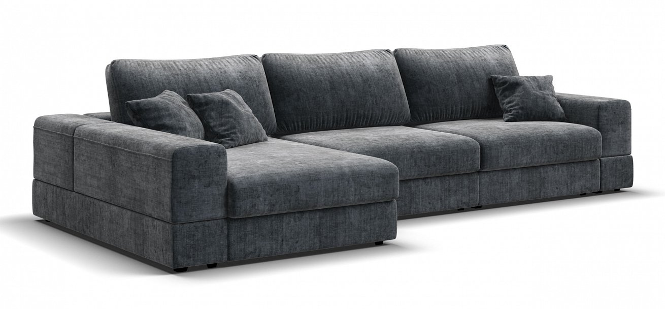 Угловой диван-кровать Босс Модуль ХЛ Шенилл Глосс карбон