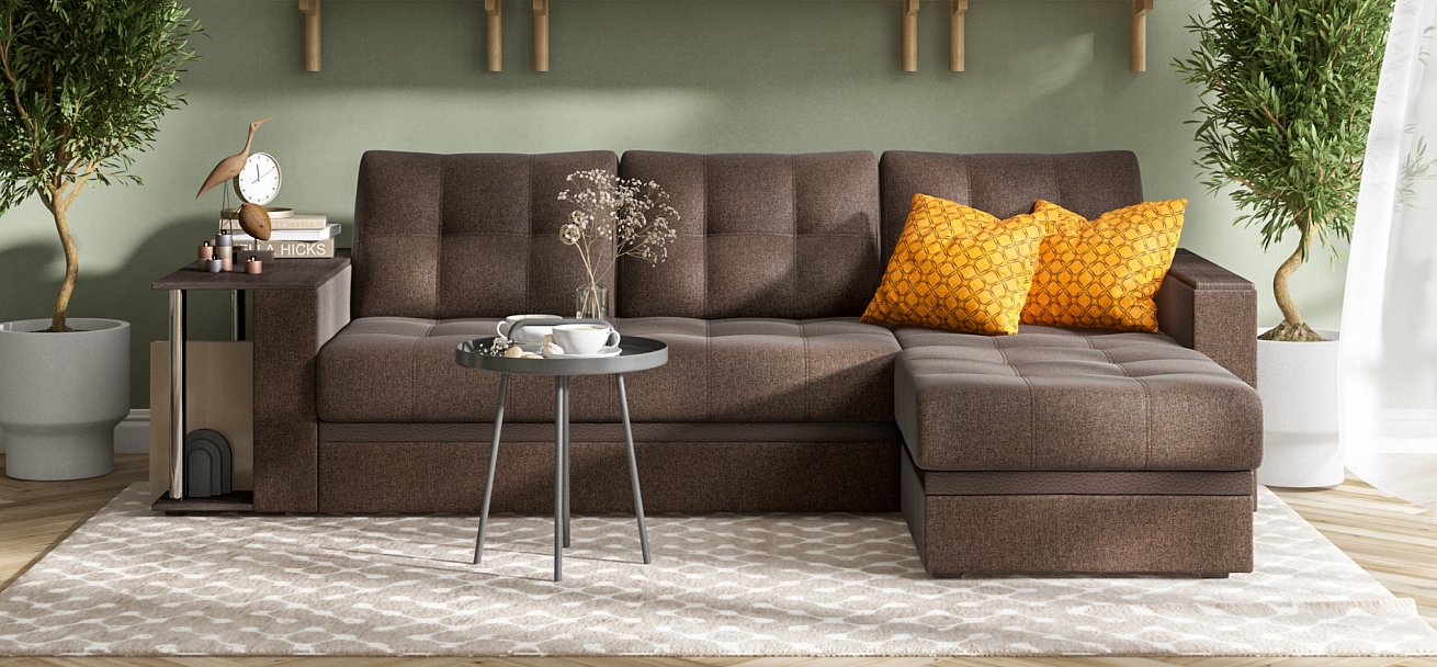 Угловой диван Атланта НПБ Рогожка Мальмо шоколад