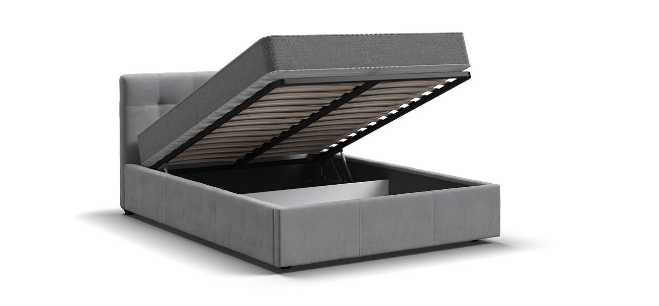 Белла Кровать + ПМ 140*200 велюр Монолит сталь