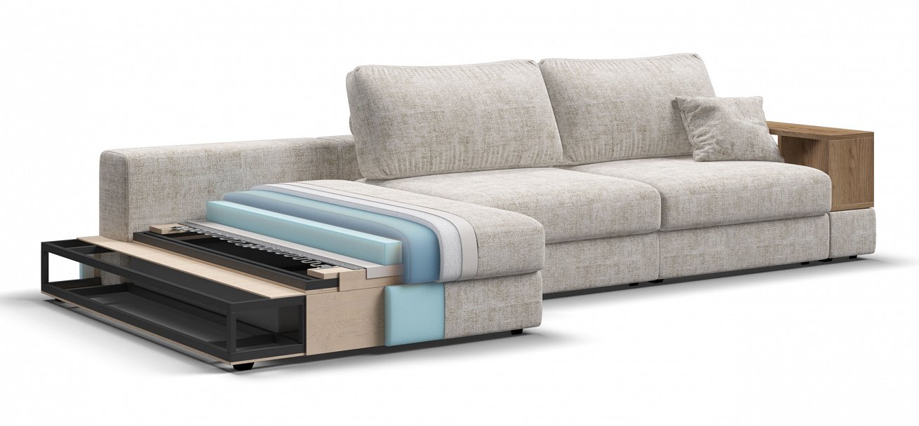 Угловой диван-кровать Босс Модуль ХЛ Шенилл Смарт кварц