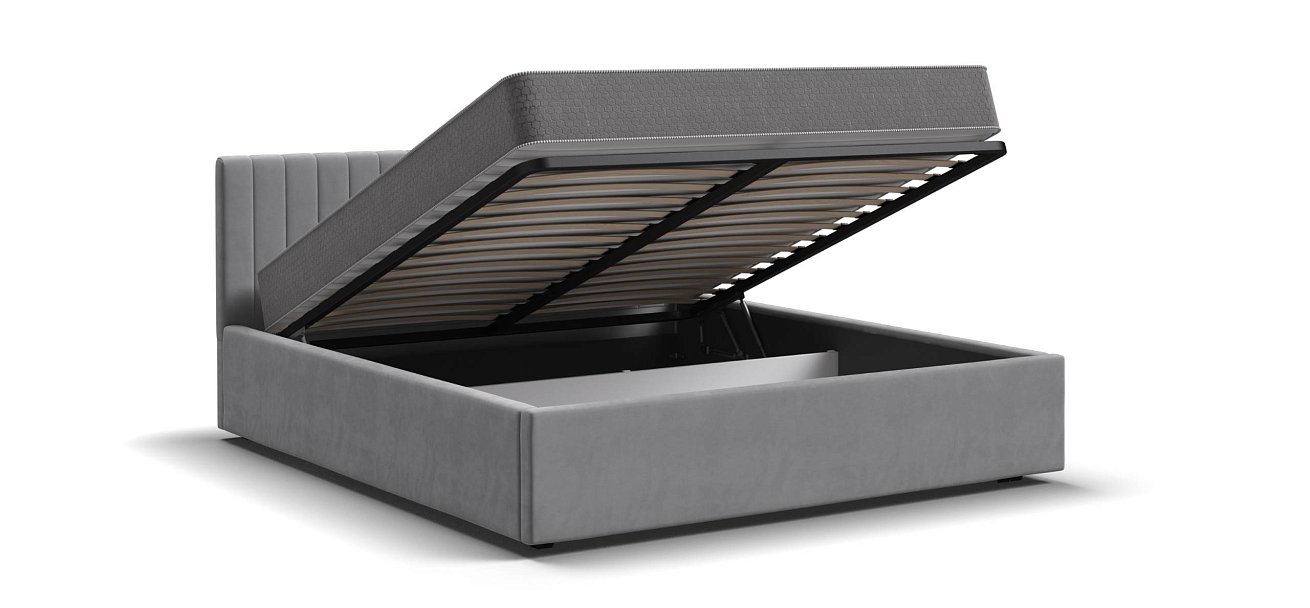 Ронда Кровать+ПМ 160*200 велюр Монолит сталь