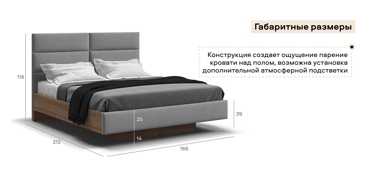 Босс Лофт Кровать+ПМ 160*200 велюр Монолит сталь, Орех селект