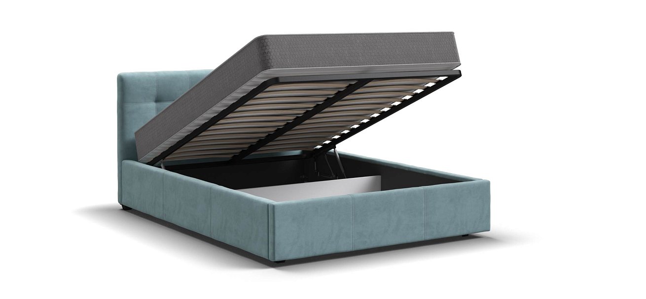 Белла Кровать + ПМ 140*200 велюр Монолит аква