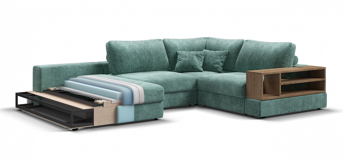 П-образный диван-кровать Босс Модуль Шенилл Глосс минт