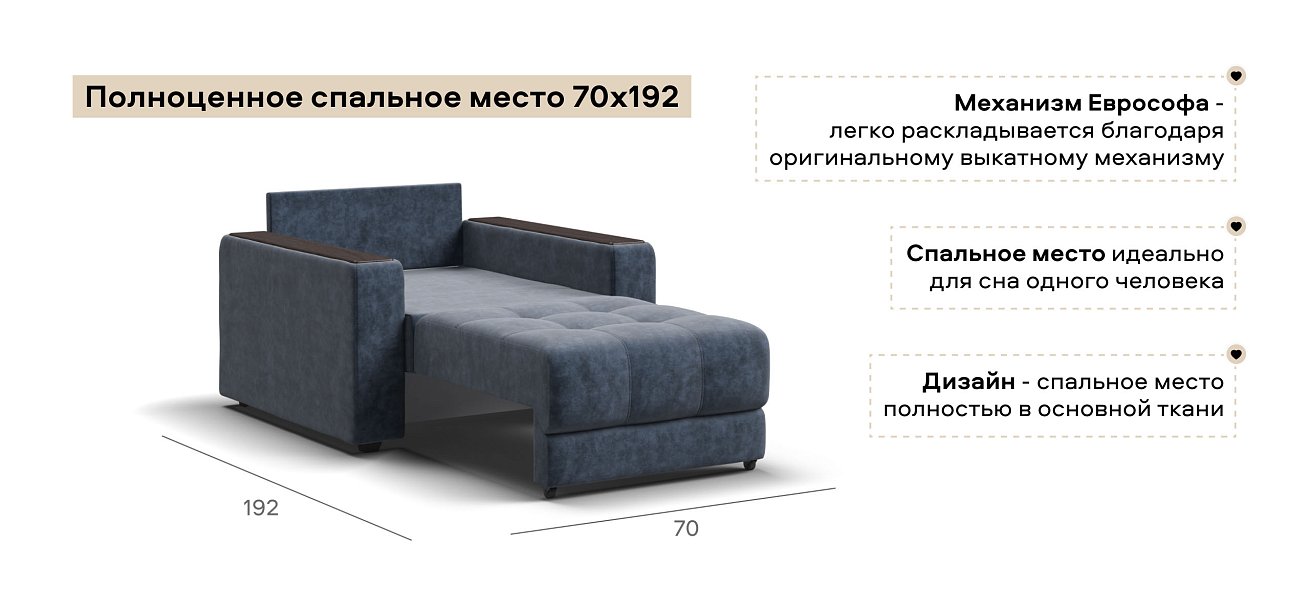 Босс кресло-кровать велюр Роял синий