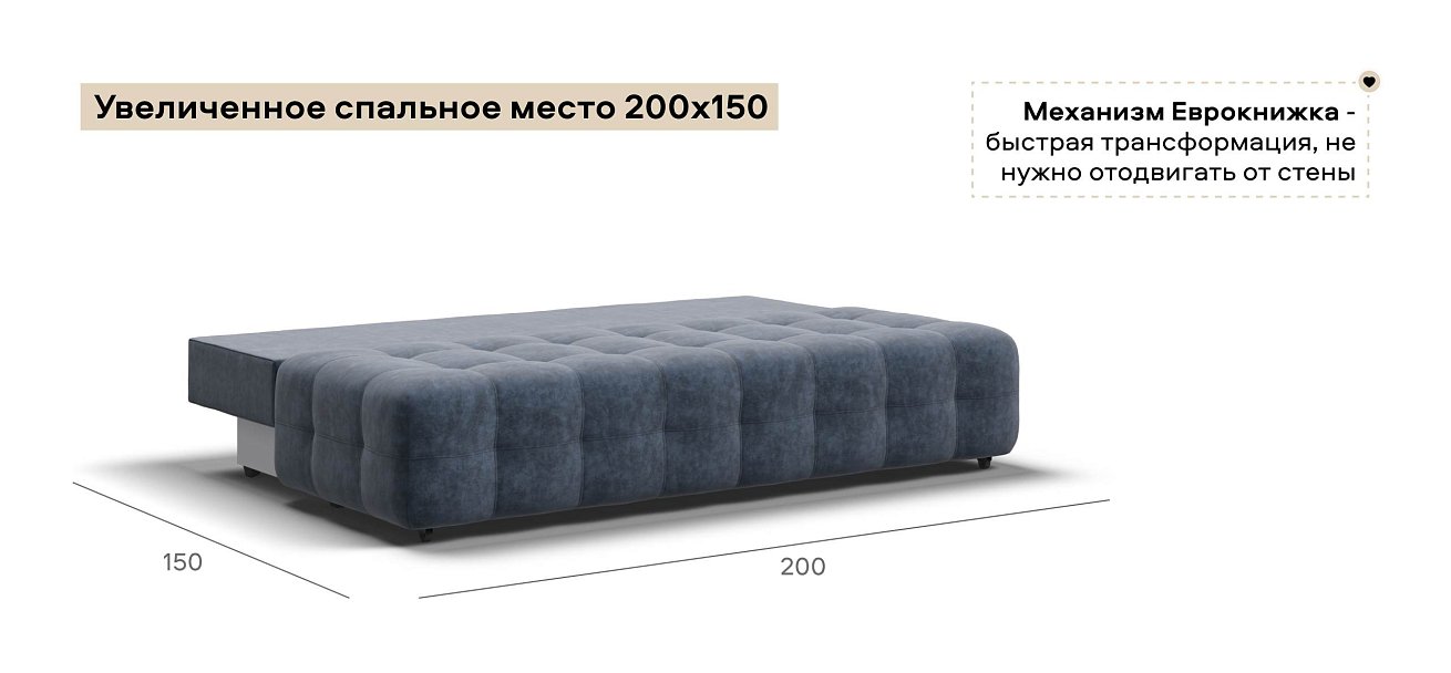 Диван Босс Мини велюр Роял синий