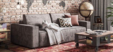 Диван Норд велюр Алькантара серый 2