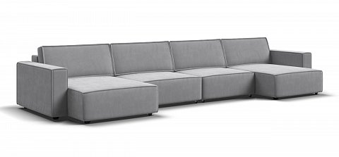 П-образный диван Босс Софт Модуль велюр Монолит сталь 1