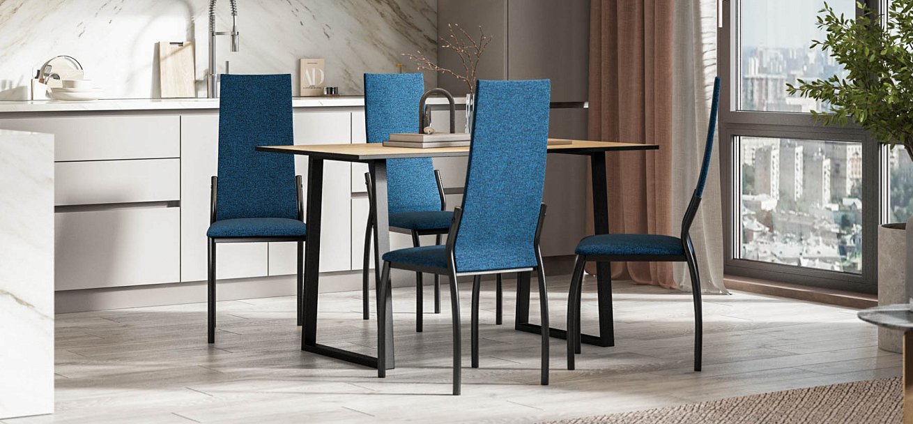 Стул АСТИ 2 шт. рогожка Мальмо синий К., черный