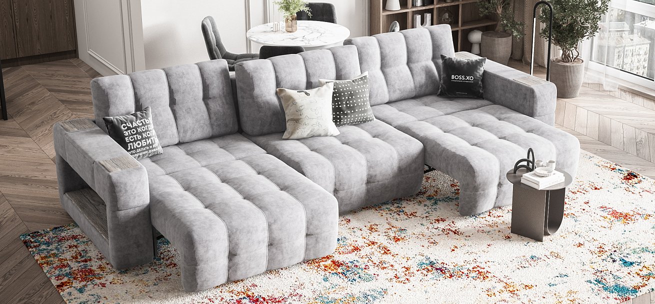 Диван Босс ХО Макс велюр Роял агат / Камень