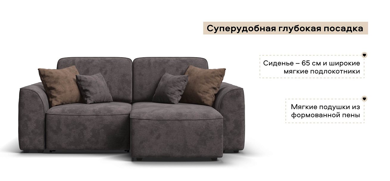 Угловой диван Кинг Модуль велюр Алькантара серый