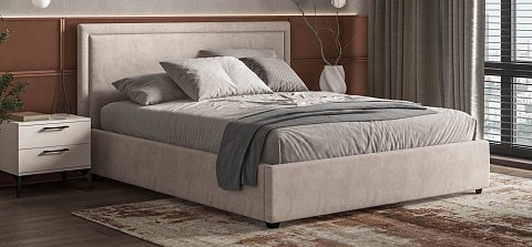 Фрея Кровать+ПМ 160*200 велюр Монолит латте 2