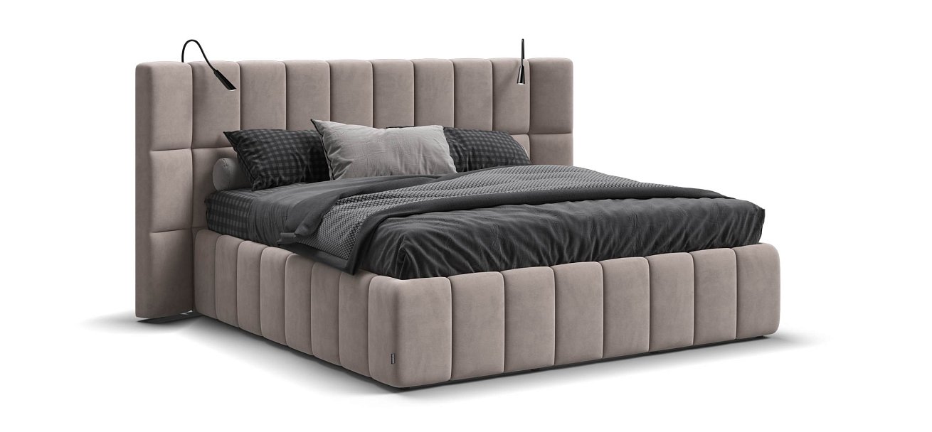 Босс ХО Кровать 180*200 велюр Монолит латте