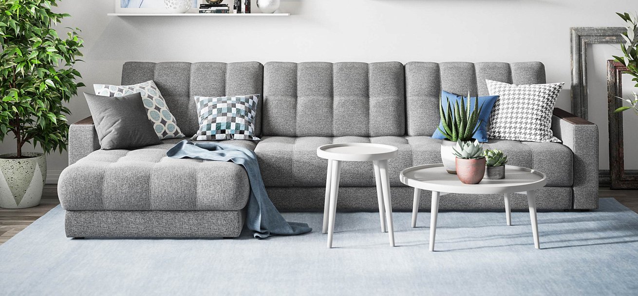 Угловой диван Босс Макс Рогожка Мальмо серый