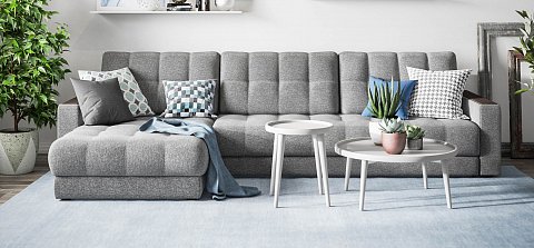 Угловой диван Босс Макс Рогожка Мальмо серый 2