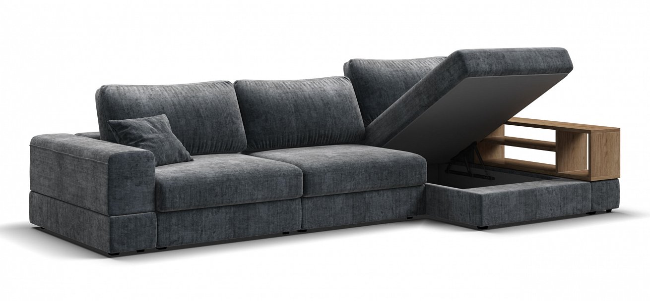 Угловой диван-кровать Босс Модуль ХЛ Шенилл Глосс карбон