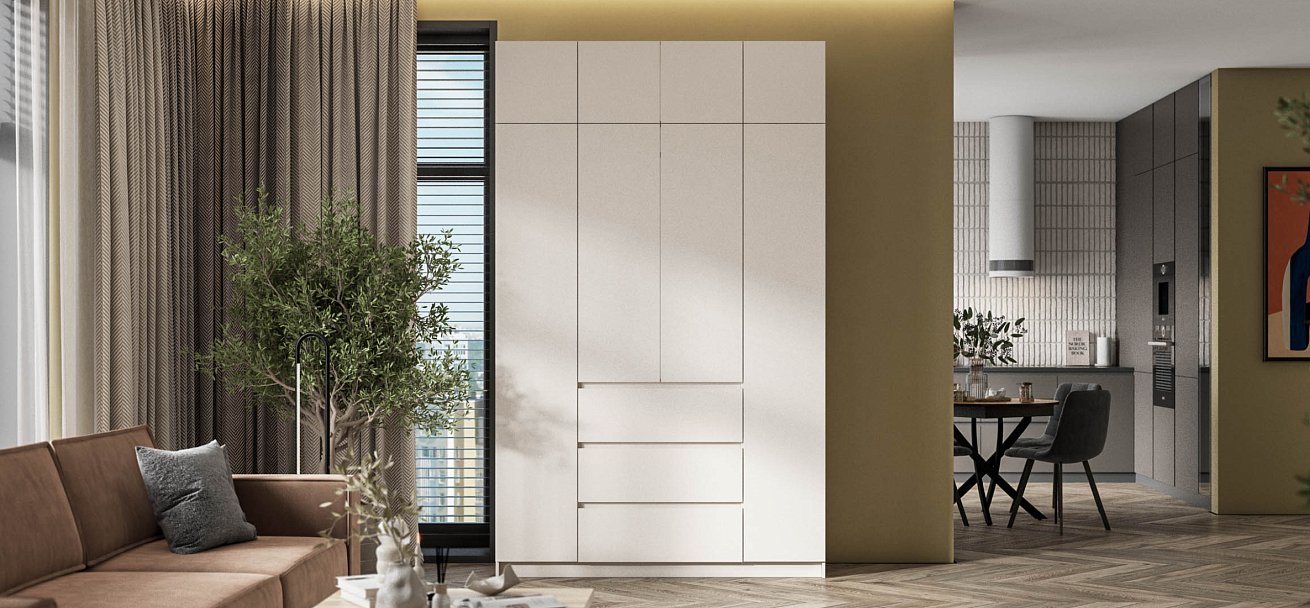 Идея 160 шкаф распашной 4Д+ящики Кашемир