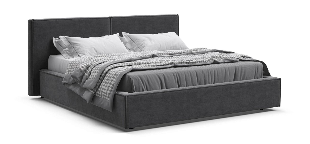 Норд Кровать+ПМ 160*200 велюр Монолит серый