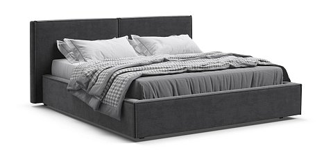 Норд Кровать+ПМ 160*200 велюр Монолит серый 1