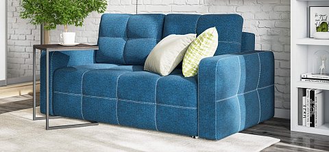 Диван Денди двухместный Рогожка Мальмо синий 2