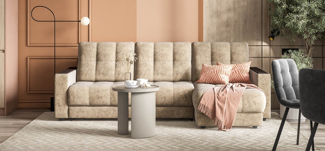 Угловой диван Босс Классик велюр Роял тауп