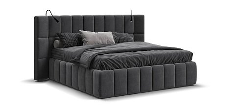 Босс ХО Кровать 180*200 велюр Монолит серый 1