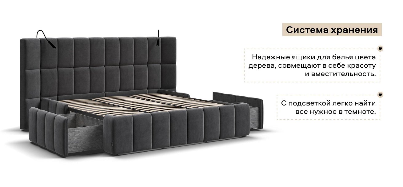 Босс ХО Кровать 180*200 велюр Монолит серый