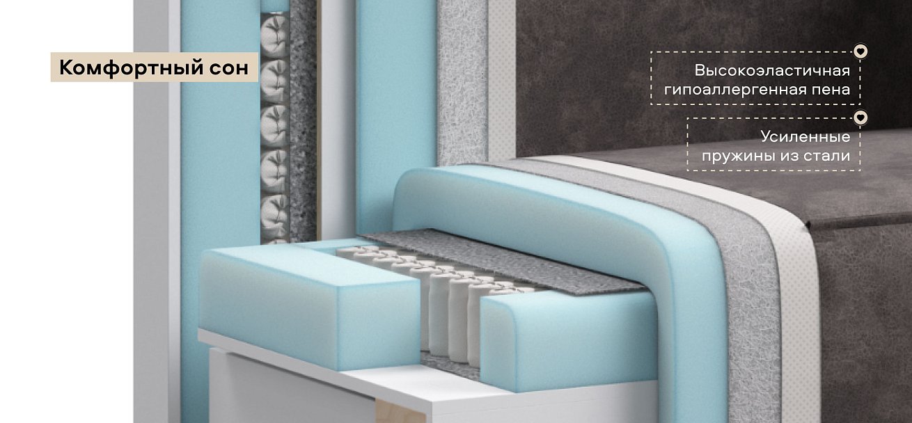 Диван Норд велюр Алькантара серый