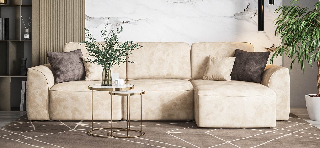 Угловой диван Кинг велюр Алькантара пепел