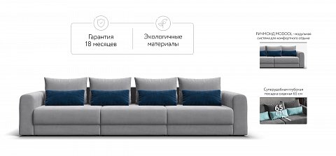 Модульный диван Ричмонд Модуль Макс велюр Монолит сталь 2