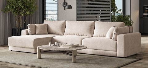 Угловой диван Босс Прайм Макс велюр Монолит латте 2