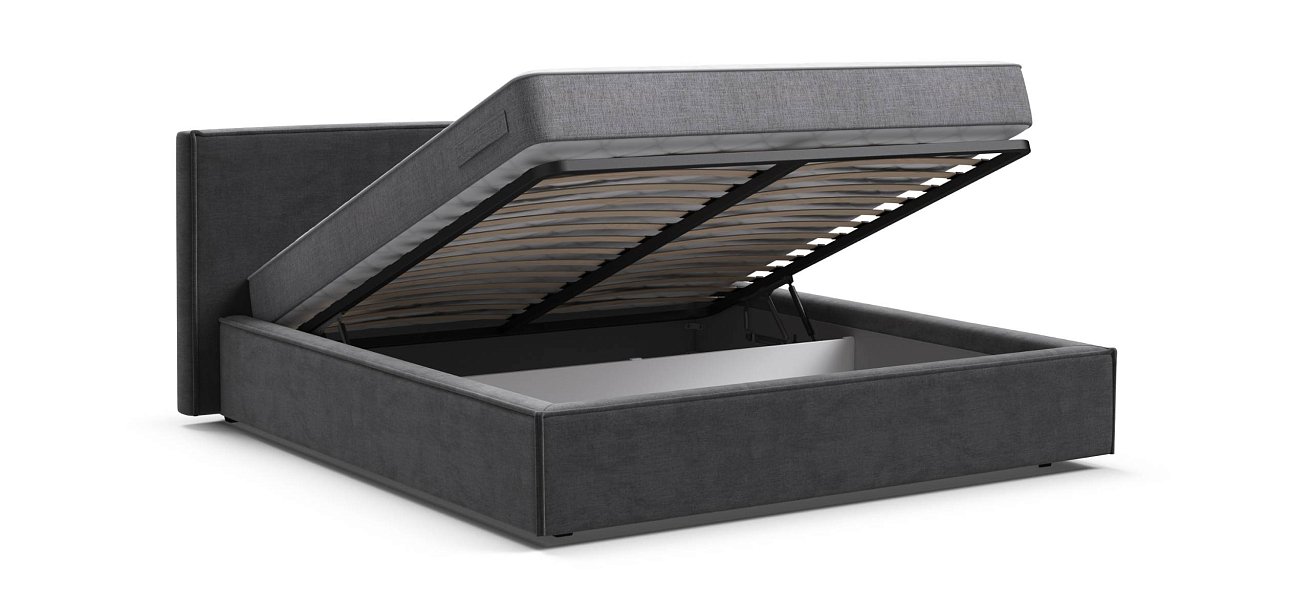 Норд Кровать+ПМ 160*200 велюр Монолит серый