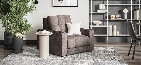 Босс кресло-кровать велюр Алькантара серый 2