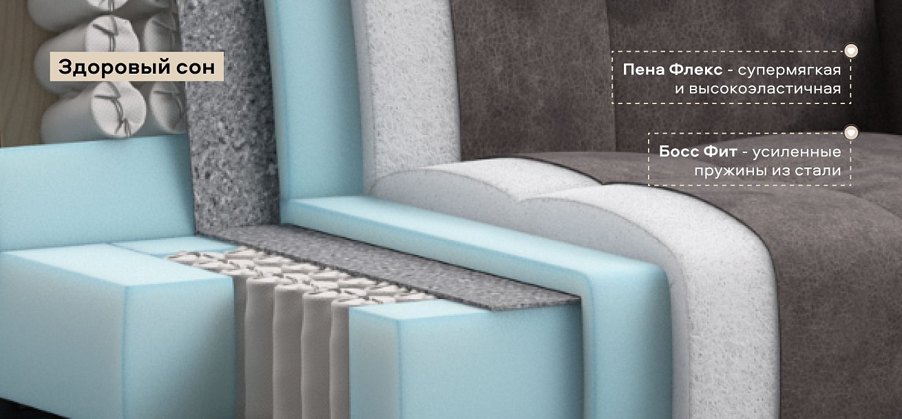 Босс Слип кресло-кровать велюр Алькантара серый