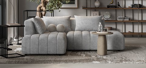 Угловой диван левый Босс Твин Шенилл Клауд серый 2