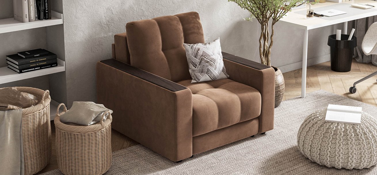 Босс кресло-кровать велюр Монолит мокко